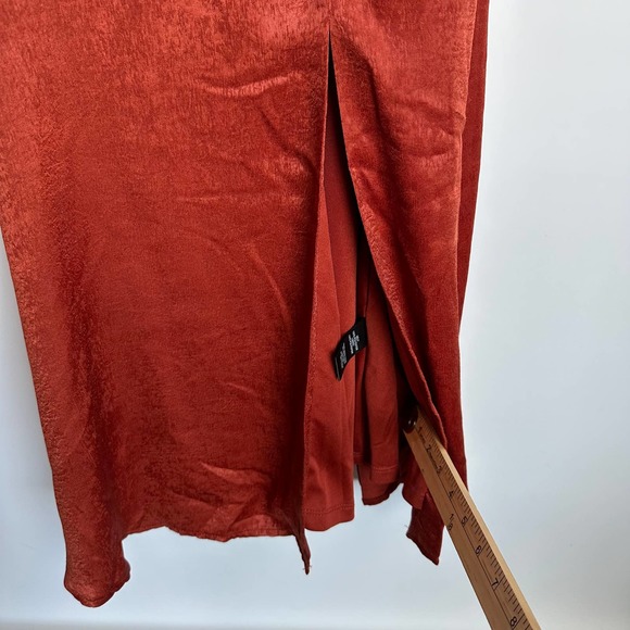 Lulus Marabel Rust Orange Satin Slit Backless Cami Midi Dress XS - Picture 7 of 15